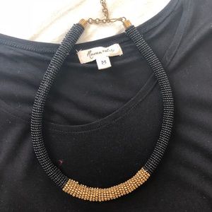 Raven + Lily Beaded Necklace - black and gold
